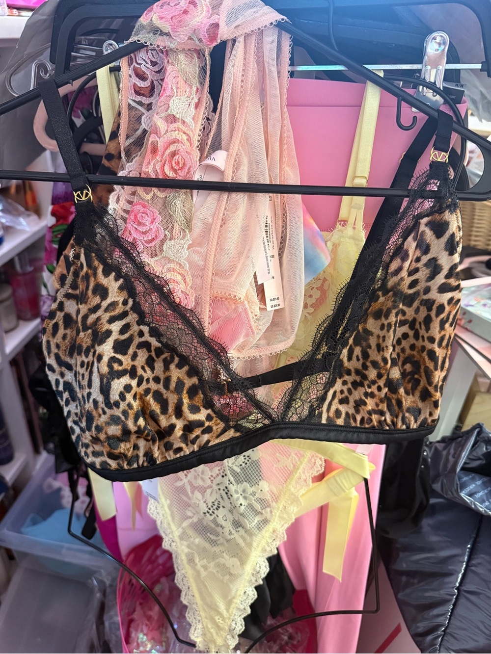 Victoria's Secret Leopard Print Lace Bralette - Black and Brown